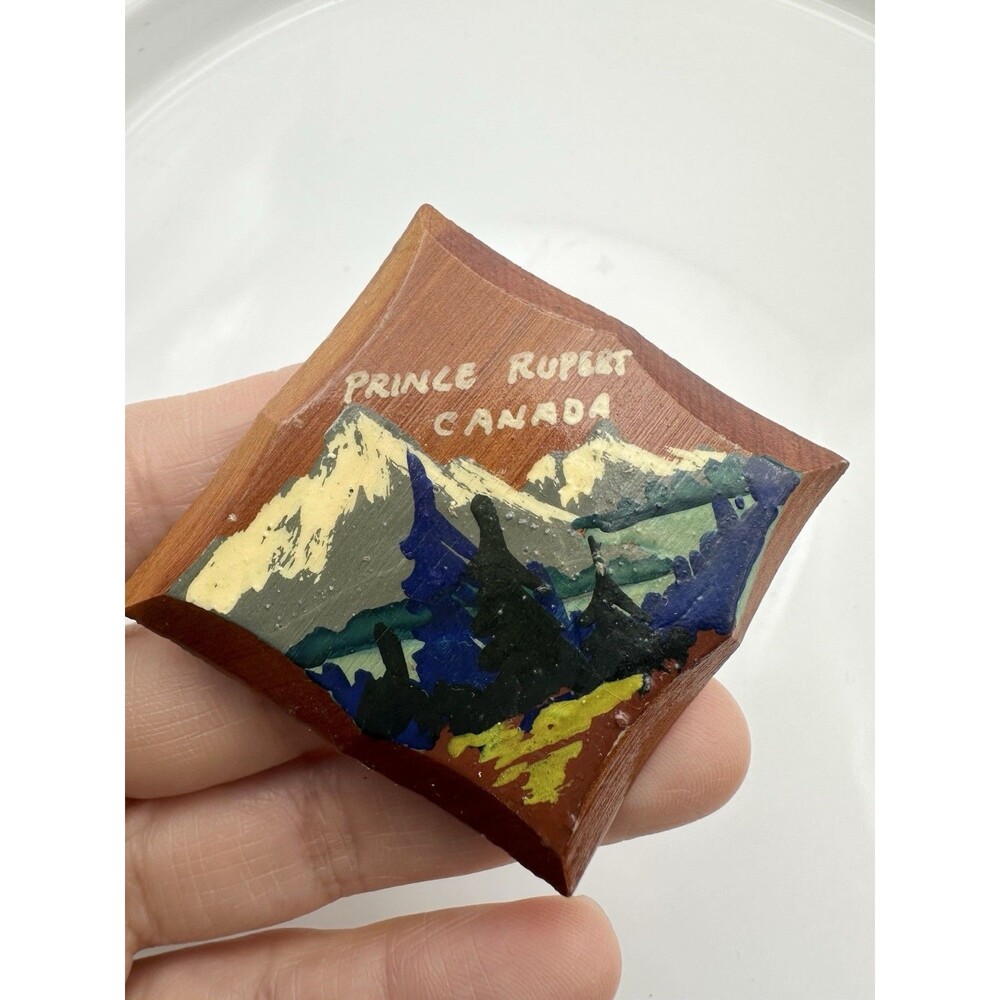 Vintage Hand painted Prince Rupert Canada Wooden Pin